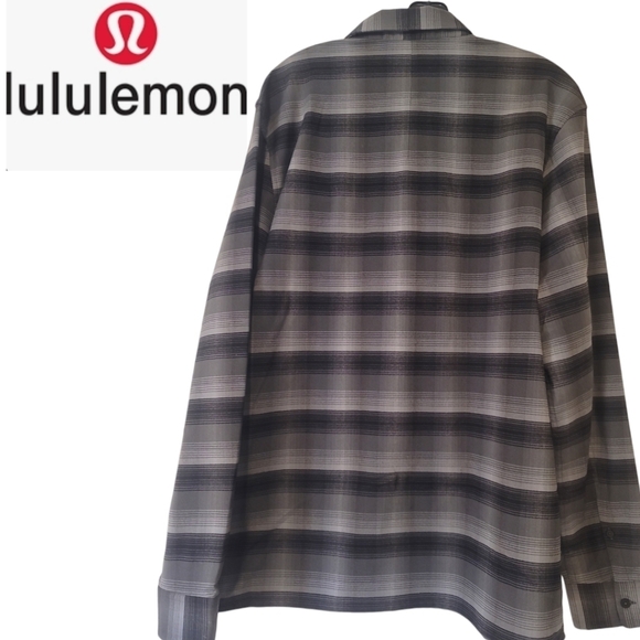LULULEMON Masons Peak Flannel Size X-Large Shade Plaid Black Battleship like new - Picture 3 of 10